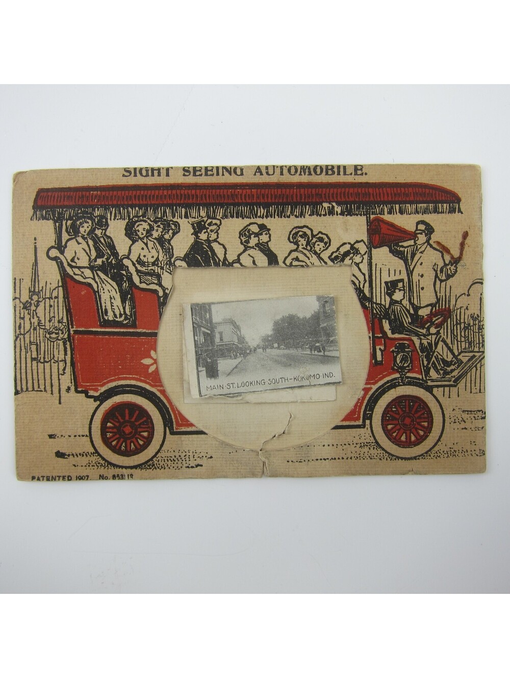 Antique Postcard Sightseeing Tour Bus Novelty Photo View of Kokomo Indiana 1908